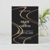 Luxury Gold Swirl Lines Save the Date Card Einladung (Stehend Vorderseite)