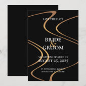 Luxury Gold Swirl Lines Save the Date Card Einladung (Vorne/Hinten)