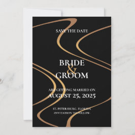 Luxury Gold Swirl Lines Save the Date Card Einladung