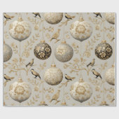 Luxury Gold & Taupe Bird Ornament Geschenkpapier (Flach)