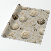 Luxury Gold & Taupe Bird Ornament Geschenkpapier (Ungerollt)