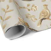 Luxury Gold & Taupe Bird Ornament Geschenkpapier (Rolleneckpunkt)