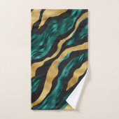 Luxury Gold Teal Tiger Stripe Pattern Badhandtuch Set (Handtuch)