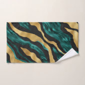 Luxury Gold Teal Tiger Stripe Pattern Badhandtuch Set (Handtuch)