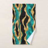 Luxury Gold Teal Tiger Stripe Pattern Badhandtuch Set (Handtuch)