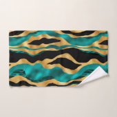 Luxury Gold Teal Tiger Stripe Pattern Badhandtuch Set (Handtuch)