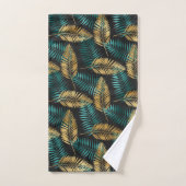 Luxury Gold Teal Tiger & Tropical Leaves Badhandtuch Set (Handtuch)
