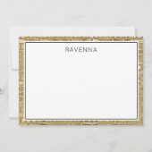 Luxury Gold Texture Black Border Name Script Mitteilungskarte (Vorderseite)