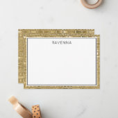 Luxury Gold Texture Black Border Name Script Mitteilungskarte (Vorderseite/Rückseite Beispiel)