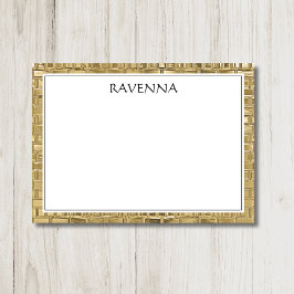 Luxury Gold Texture Black Border Name Script Mitteilungskarte
