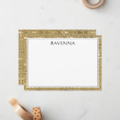 Luxury Gold Texture Black Border Name Script Mitteilungskarte (Vorderseite/Rückseite Beispiel)