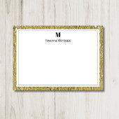 Luxury Gold Texture Border Black Monogram Script Mitteilungskarte