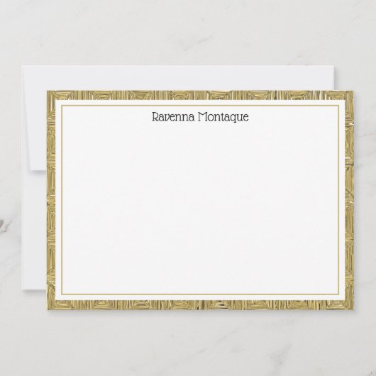 Luxury Gold Texture Border Black Name Script Mitteilungskarte (Vorderseite)