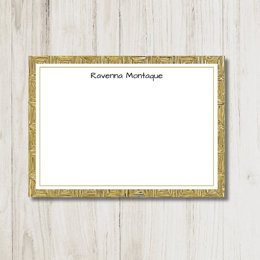 Luxury Gold Texture Border Black Name Script Mitteilungskarte