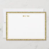 Luxury Gold Texture Border Simple Initial Script Mitteilungskarte (Vorderseite)