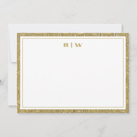 Luxury Gold Texture Border Simple Initial Script Mitteilungskarte (Vorderseite)