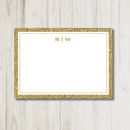 Luxury Gold Texture Border Simple Initial Script Mitteilungskarte