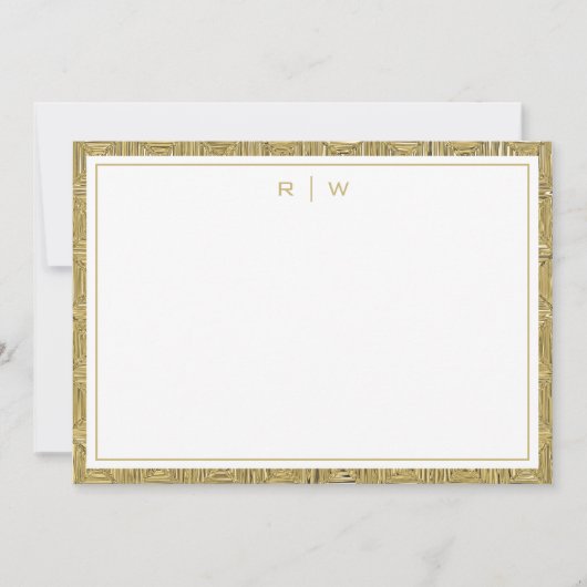 Luxury Gold Texture Border Simple Initial Script Mitteilungskarte (Vorderseite)