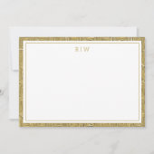 Luxury Gold Texture Border Simple Initial Script Mitteilungskarte (Vorderseite)