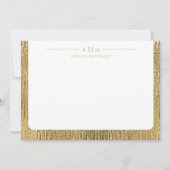 Luxury Gold Texture Lined Name Three Monogram Mitteilungskarte (Vorderseite)