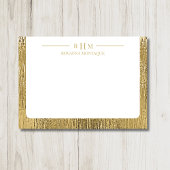 Luxury Gold Texture Lined Name Three Monogram Mitteilungskarte
