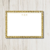 Luxury Gold Texture Two Border Three Monogram Mitteilungskarte
