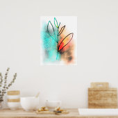 Luxury Gold Torquoise Glitzer Botanischer Zeichn Poster (Küche)