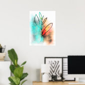 Luxury Gold Torquoise Glitzer Botanischer Zeichn Poster (Heimbüro)