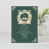 Luxury Gold und Emerald Green Wedding Einladung (Stehend Vorderseite)