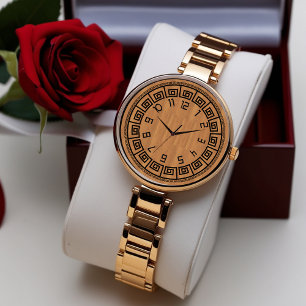 Luxury Gold Watch - Elegantes Gemustertes Dial-Ges Armbanduhr