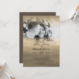 Luxury Gold Watercolor Overlay Foto Hochzeit Einladung