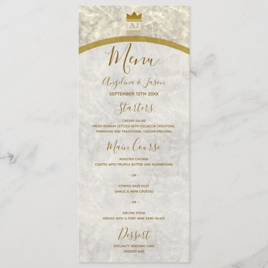 Luxury Gold Wedding Menükarte (Vorderseite)