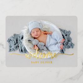 Luxury Gold Welcome Baby Boy Geburtserklärung Folieneinladung