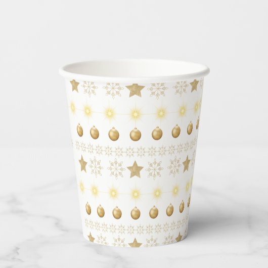 Luxury Gold & White Christmas Pappbecher (Rückseite)