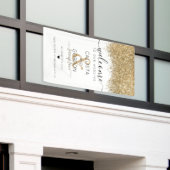 Luxury Gold White Glitzer Confetti Wedding Willkom Banner (Äußeres Gebäude)