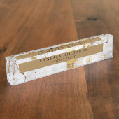 Luxury Gold White Gray Elegante Notar Namensplakette (Seite)