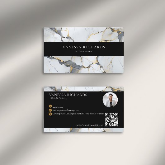 Luxury Gold White Gray QR Code Notary Foto Visitenkarte