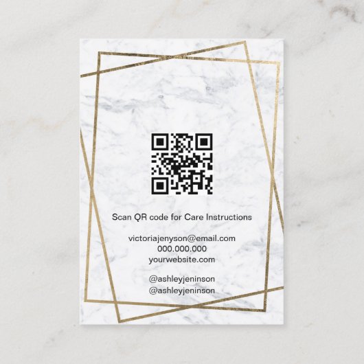 Luxury Gold White Marble QR code Earring Display Visitenkarte (Rückseite)
