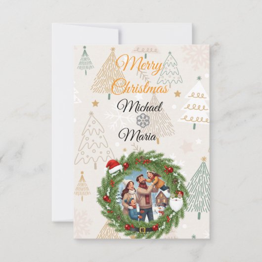 LUXURY Gold Wreath Photo Card | Holiday 2026 Einladung (Vorderseite)