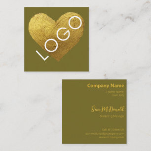 LUXURY GOLD YELLOW GREEN LOGO PROMOTIONAL COMPANY QUADRATISCHE VISITENKARTE