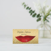 Luxury Gold Zebra Hot Red Lips Kosmetologe Visitenkarte (Stehend Vorderseite)
