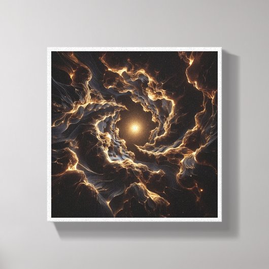 Luxury Golden Cosmic Vortex - Abstract Deep Space Leinwanddruck (Vorderseite)