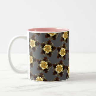 Luxury Golden Floral Mandala Ornamental Design Zweifarbige Tasse