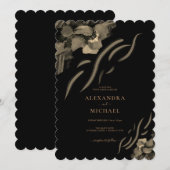 Luxury Golden Iris Blume Black Wedding Einladung (Vorne/Hinten)