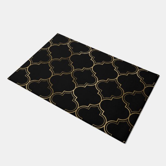 Luxury Golden Islamic Geometric Pattern Motifs Fußmatte (Schrägansicht)