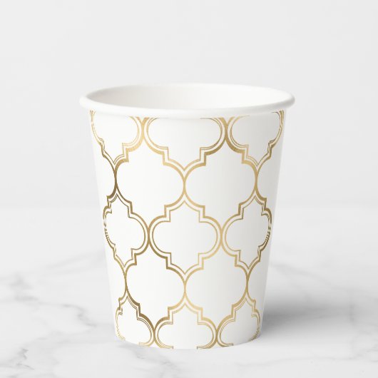 Luxury Golden Islamic Geometric Pattern Motifs Pappbecher (Vorderseite)