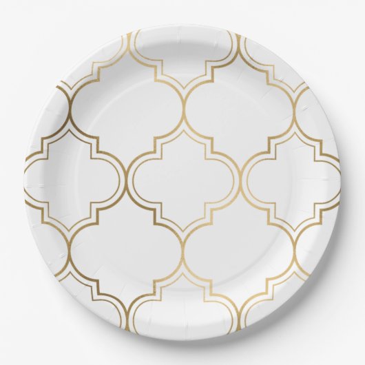 Luxury Golden Islamic Geometric Pattern Motifs Pappteller (Vorderseite)