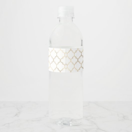 Luxury Golden Islamic Geometric Pattern Motifs Wasserflaschenetikett (Rückseite)