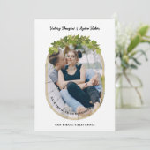 Luxury Golden Ivi Leaves Oval Frame Chic Photo Save The Date (Stehend Vorderseite)