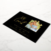 Luxury Golden Minimalist Branches Chic Photo Folieneinladung (Gedreht)